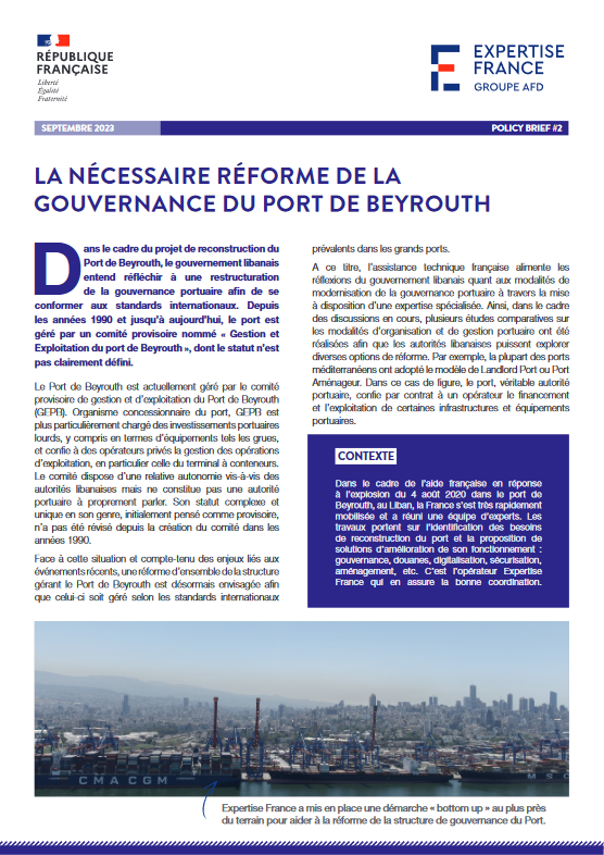 Couverture Port de Beyrouth : La nécessaire réforme de la gouvernance 