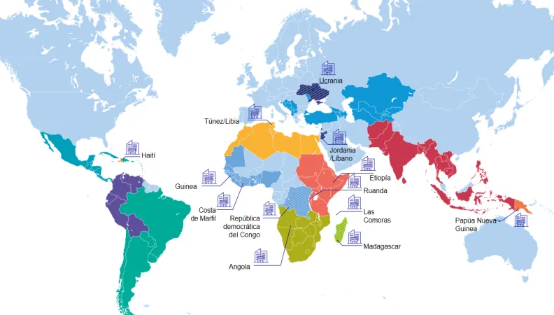 Map de las oficinas Expertise France en el mundo
