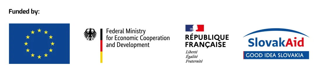 Logos of the funders of the project: the European Union and the governments of France, Germany and Slovakia