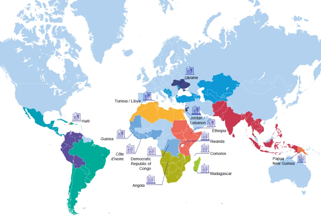 Map of our regional representations and country offices around the world